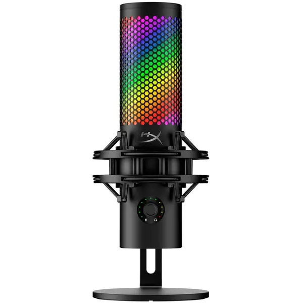 HP Microfon gaming HyperX QuadCast 2 S pentru Streamers-Content Creators, cardioid, USB-C, 32-bit bit depth, 192kHz sampling rate, 100+ LED-uri aRGB, PC Win11, Mac, Steam Deck, Negru