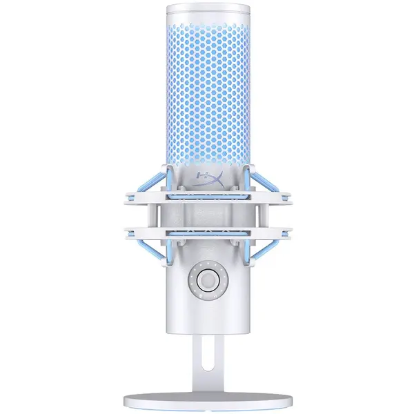 HP Microfon HyperX QuadCast 2 Frost pentru gaming, streaming si podcasting, USB-C, senzor Tap-to-Mute, indicator LED stare microfon, control on-board, stand antisoc demontabil, iluminare LED, PC/Mac/PS5/PS4, Alb