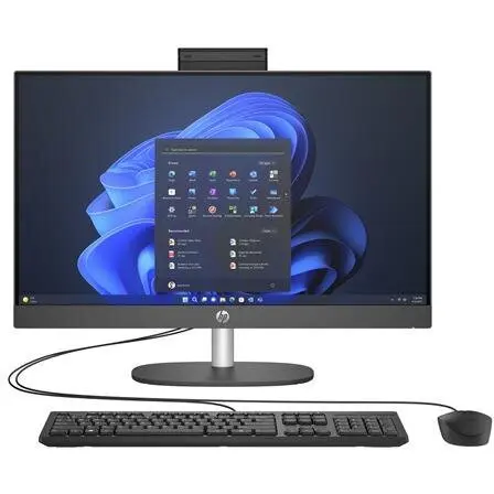 HP Sistem desktop All In One PC HP ProOne 240 G10, Procesor Intel® Core™ i3-N300 3.8GHz Alder Lake-N, 23.8 inch, Full HD IPS, 8GB RAM, 256GB SSD, Intel Graphics, Camera Web, no OS, Negru
