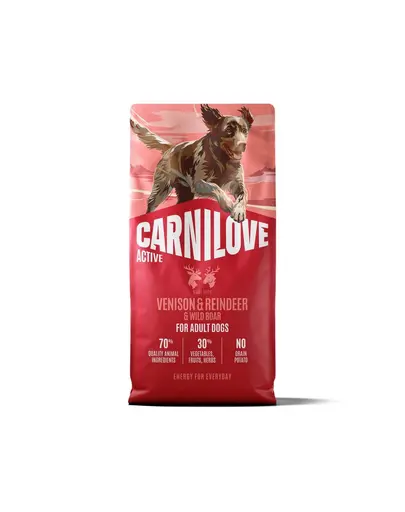 Hrană câine sportiv 12 kg CARNILOVE Active Dog Venison and Reindeer Adult 12 kg vânat, ren și mistreț