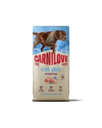 Hrană câini cu pește și curcan CARNILOVE True Fresh Dog Fish and Turkey Adult 12 kg