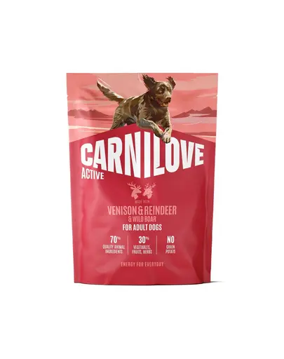 Hrană câini sportivi 1,5 kg CARNILOVE Active Dog Venison și Renifer Adult vânat, ren și mistreț