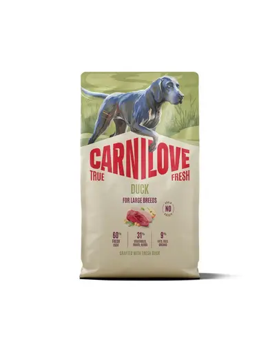 Hrană câini talie mare CARNILOVE True Fresh Dog Duck Adult Large Breeds 4 kg cu rață