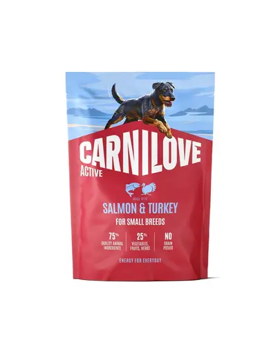 Hrană câini talie mică CARNILOVE Active Dog Salmon & Turkey Adult Small Breeds 1,5 kg somon și curcan