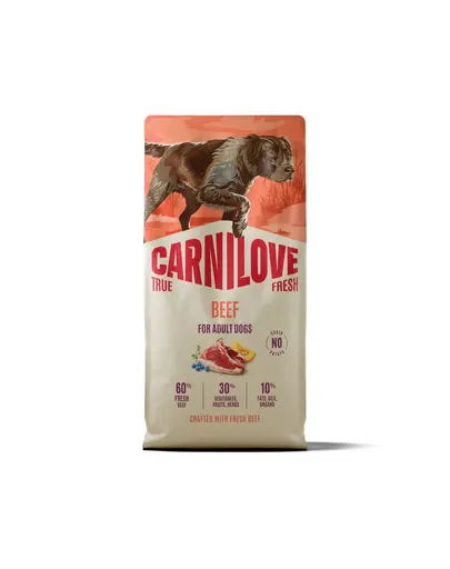 Hrană cu vită pentru câini adulți CARNILOVE True Fresh Dog Beef Adult 12 kg