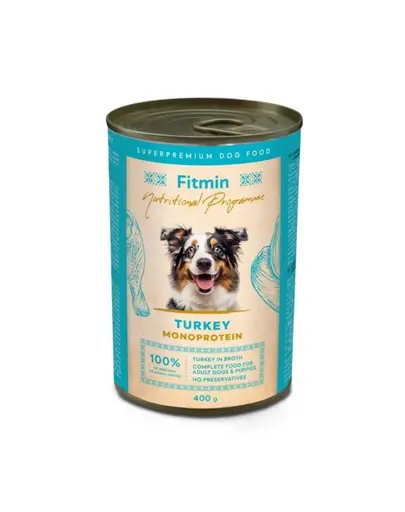 Hrană monoproteică pentru câini și căței FITMIN 400 g cu curcan