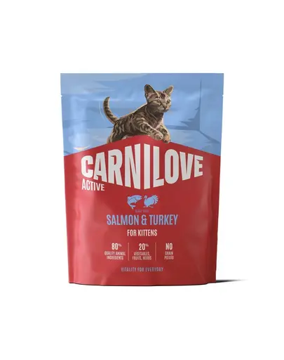 Hrană pentru pisoi CARNILOVE Active Cat Salmon and Turkey for Kittens 400 g somon și curcan
