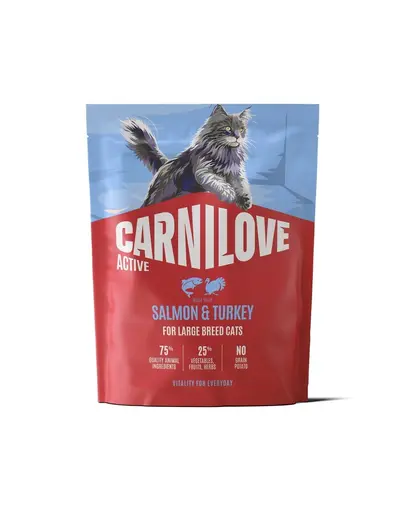 Hrană pisici mari CARNILOVE Active Cat Salmon and Turkey Adult Large 400 g somon și curcan