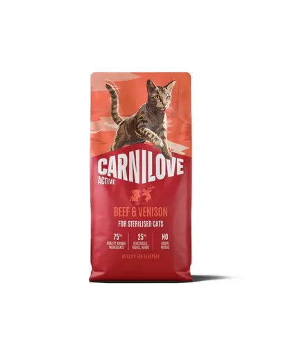 Hrană pisici sterilizate CARNILOVE Active Cat Beef and Venison Sterilised 6 kg vită și vânat