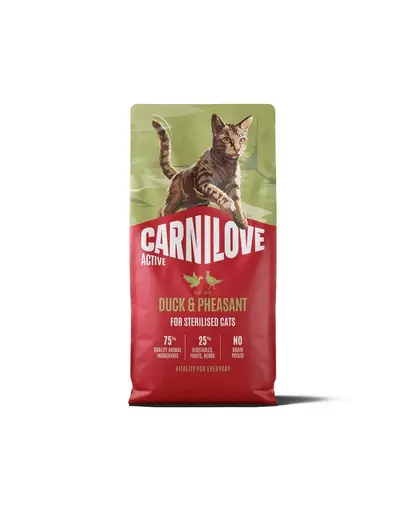 Hrană pisici sterilizate CARNILOVE Active Cat Duck and Pheasant Sterilised 6 kg rață și fazan