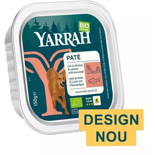 Hrana Umeda Bio pentru Caini, Bucati de Carne de Pui si Somon, 150 g, Yarrah
