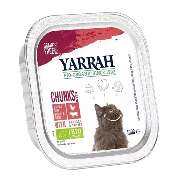 Hrana Umeda Bio pentru Pisici cu Carne de Pui, Vita, Patrunjel si Cimbru, 100 g, Yarrah