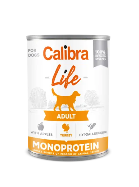 Hrana umeda caini, Calibra Dog Life Turkey with Apples, 400 g