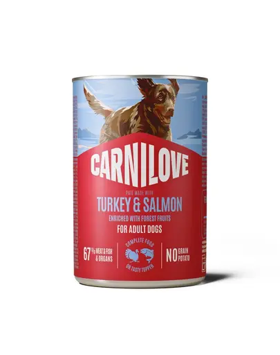 Hrană umedă câini CARNILOVE Dog Can 400 g curcan și somon, pate