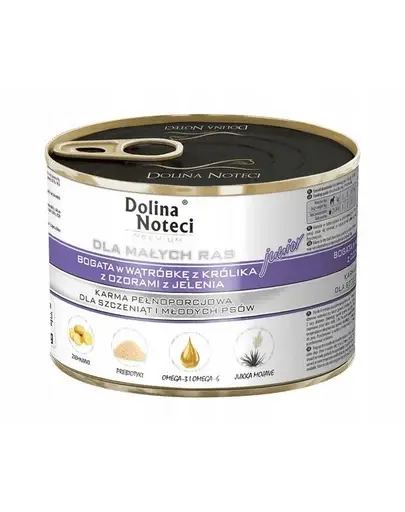 Hrană umedă junior câini talie mică DOLINA NOTECI Premium 6x185 g cu ficat de iepure
