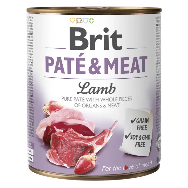 Hrana umeda pentru caini Brit Pate & Meat, Miel, 800g 800g
