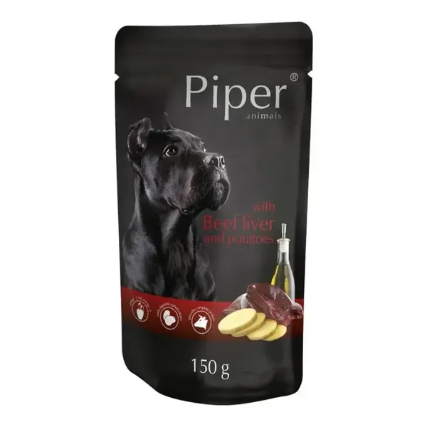 Hrana umeda pentru caini Piper Adult cu ficat de vita cartofi 150 gr