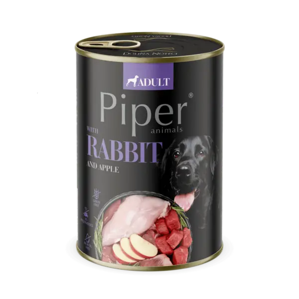 Hrana umeda pentru caini PIPER DOG, iepure si mar 400g