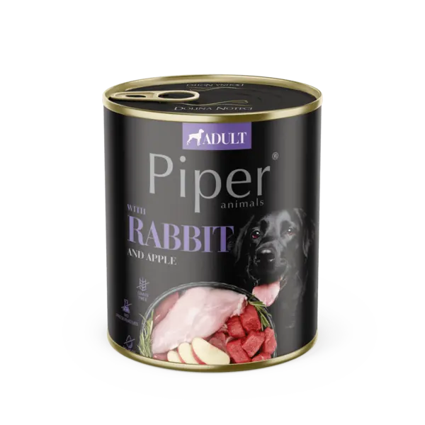 Hrana umeda pentru caini PIPER DOG, iepure si mar, 800g