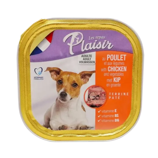 Hrana umeda pentru caini Plaisir, Pui, 18 x 300g