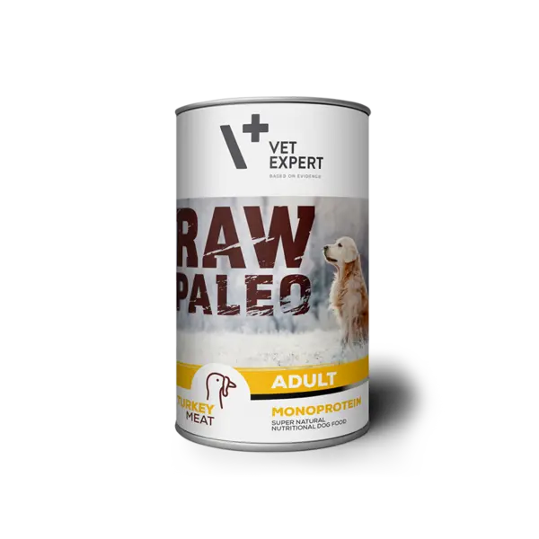 Hrana umeda pentru caini, RAW PALEO, adult, carne de curcan, conserva monoproteica, 400 g