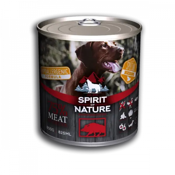 Hrana umeda pentru caini Spirit of Nature, Mistret, Hipoalergenic, 800g