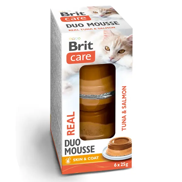 Hrana umeda pentru pisici Brit Care Double Layer Mousse Real Tuna Salmon 6 x 25 gr