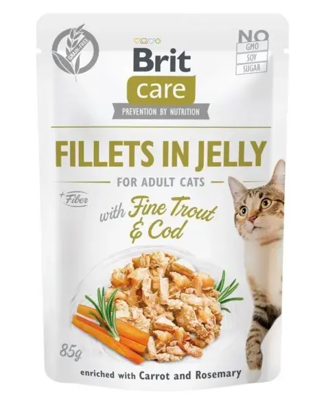 Hrana umeda pentru pisici Brit Care Fillets in Jelly cu pastrav cod 85 gr