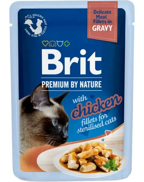 Hrana umeda pentru pisici Brit Premium Fillets Sterilised cu pui 85 gr