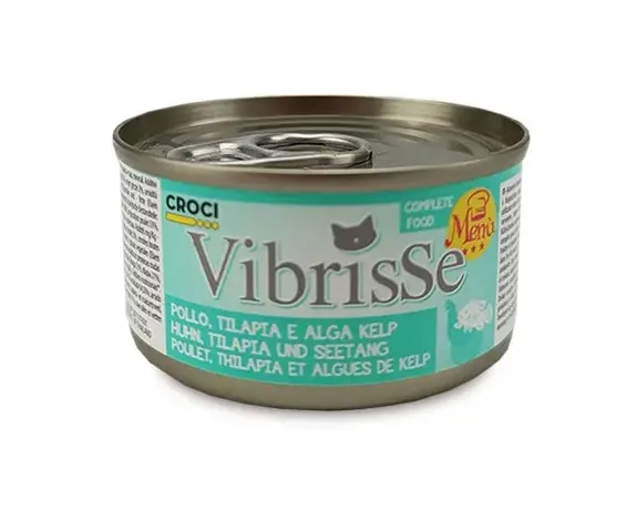 Hrana umeda pentru pisici Croci Vibrisse, Pui, peste Tilapia si alge Kelp, 70g