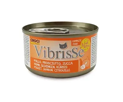 Hrana umeda pentru pisici Croci Vibrisse, Pui, Sunca de pui si Dovleac, 6 x 70g