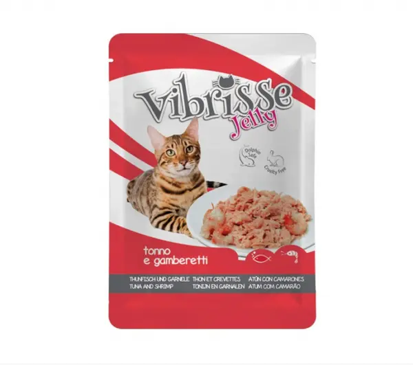 Hrana umeda pentru pisici Croci Vibrisse, Ton si creveti in aspic, 18 x 70g