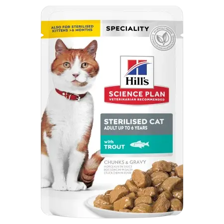 Hrana umeda pentru pisici Hill s SP Sterilised cu pastrav 85 gr