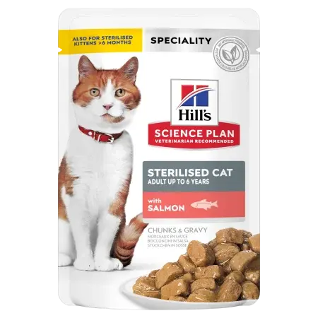 Hrana umeda pentru pisici Hill s SP Sterilised cu somon 85 gr