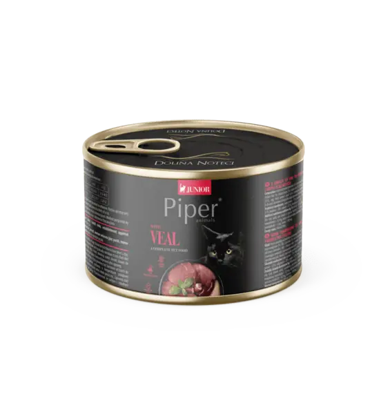 Hrana umeda pentru pisici junior PIPER CAT, vitel, conserva 185g