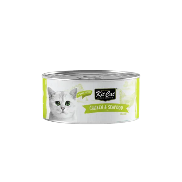 Hrana umeda pentru pisici Kit Cat Pui fără Oase & Toppinguri de Fructe de Mare, 80g