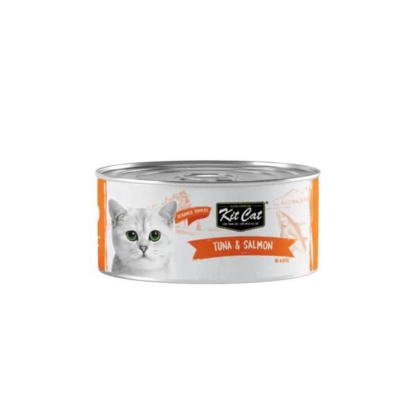 Hrana umeda pentru pisici, Kit Cat, Ton fără Oase & Topping de Somon, 80g
