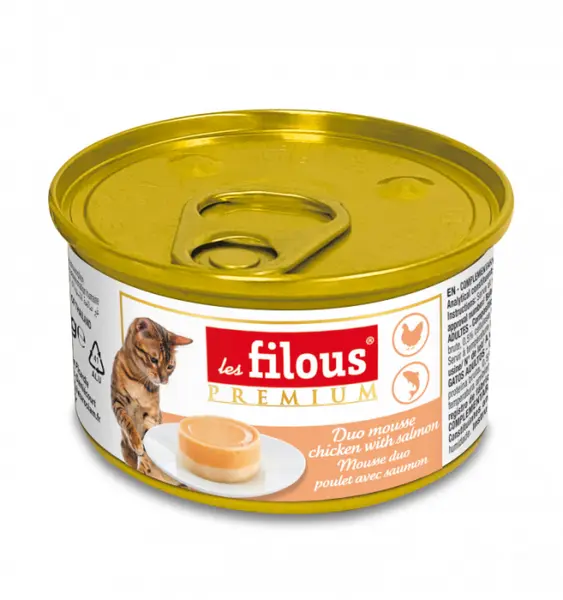 Hrana umeda pentru pisici Les Filous, Mousse de pui si somon, 6 x 85g