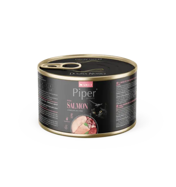 Hrana umeda pentru pisici PIPER CAT, somon, conserva 185g