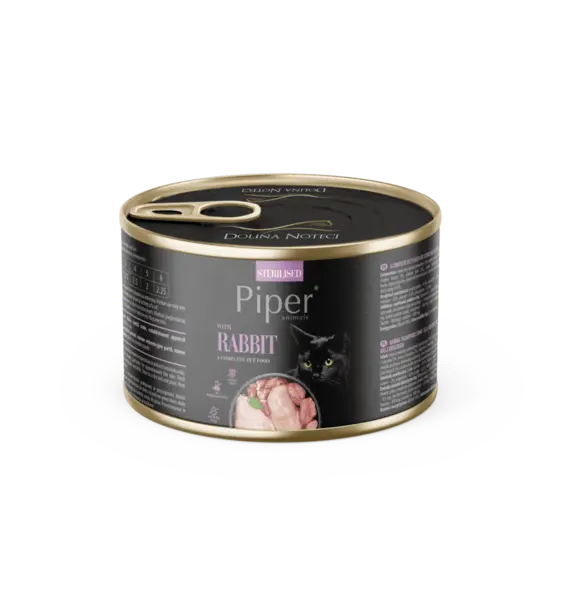 Hrana umeda pentru pisici, Piper Cat Sterilised, carne de iepure, 185g