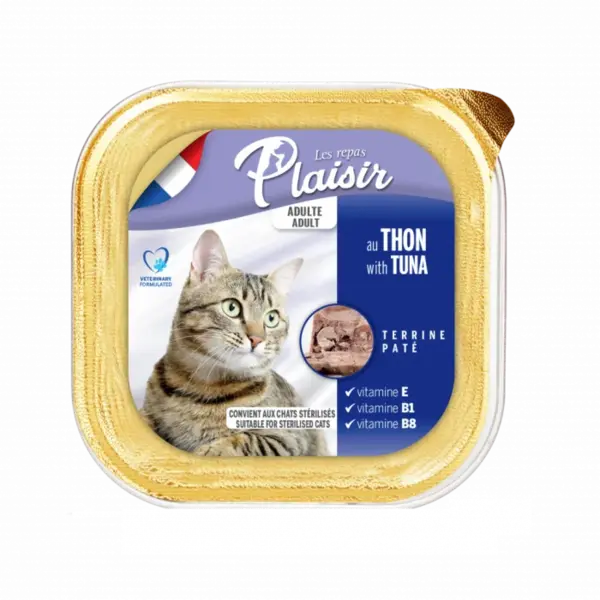 Hrana umeda pentru pisici Plaisir, Ton, 32 x 100g