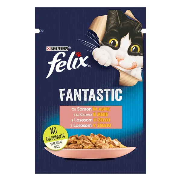 Hrana umeda pentru pisici Purina Felix Fantastic, Somon in aspic, 85g