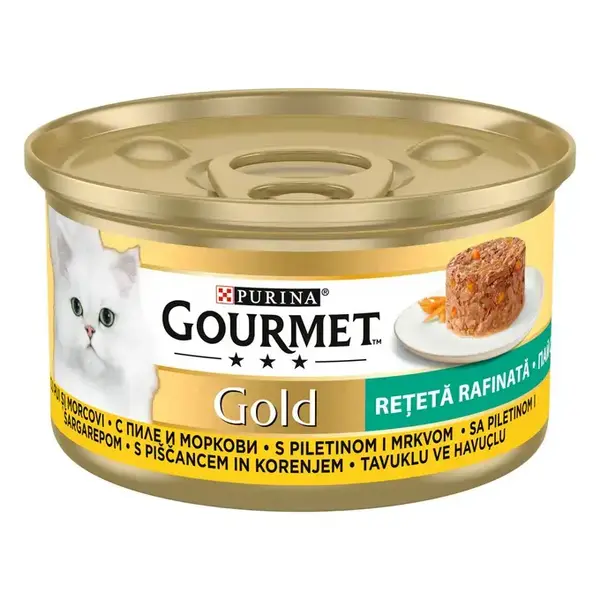 Hrana umeda pentru pisici Purina Gourmet Gold Savoury Cake, Pui si morcov, 24 x 85g