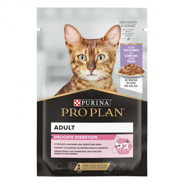 Hrana umeda pentru pisici Purina Pro Plan Delicate Digestion, Curcan, 26 x 85g
