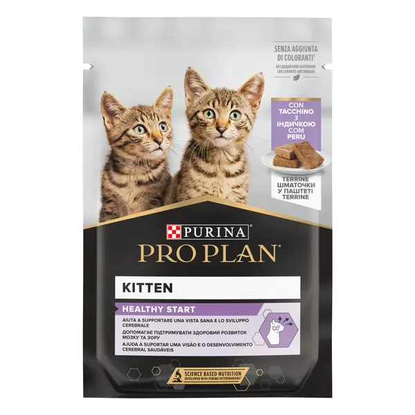 Hrana umeda pentru pisici Purina Pro Plan Kitten Healthy Start, Curcan, 26 x 85g