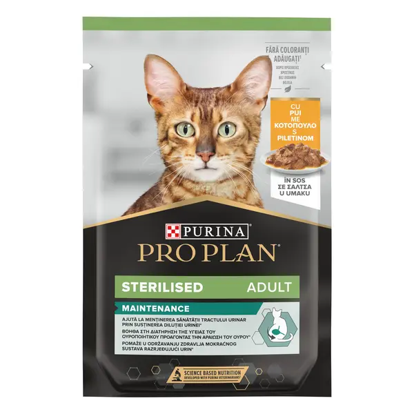 Hrana umeda pentru pisici Purina Pro Plan Sterilised Maintenance, Pui in sos, 85g
