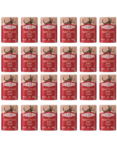 Hrană umedă pentru pisoi CARNILOVE Cat Pouch Gravy Rabbit Kittens 24x85 g file de iepure și gălbenele în aspic