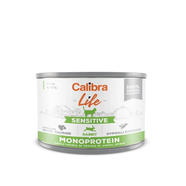 Hrana umeda pisici, Calibra Cat Life Sensitive Rabbit, 200 g