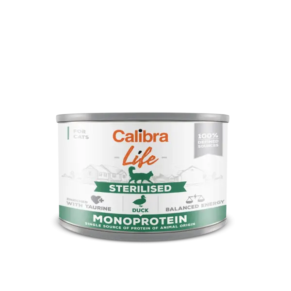 Hrana umeda pisici, Calibra Cat Life Sterilised Duck, 200 g