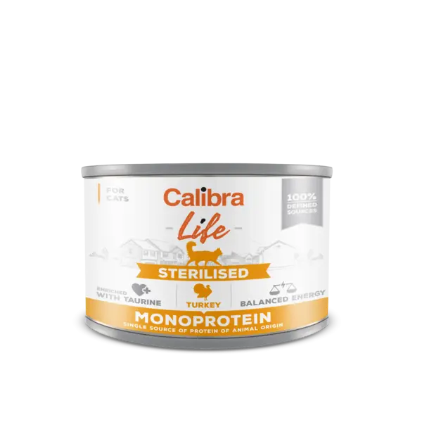 Hrana umeda pisici, Calibra Cat Life Sterilised Turkey, 200 g